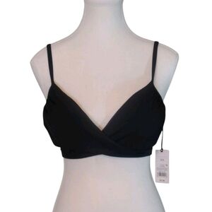 Shade & Shore Womens Black Light Lift Wrap Bikini Top 34B Crisscross Tie NWT